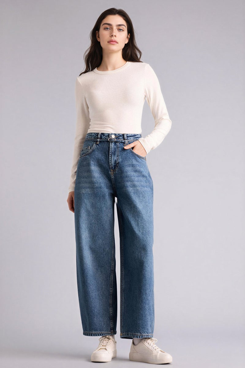 ديفاكتو بنطلون جينز باريل فيت بخصر عادي - Image 3